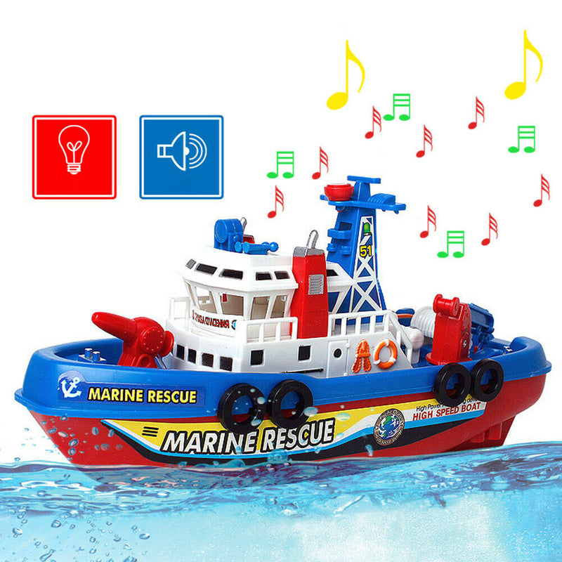 Kids Electric Ship Fire Boat Water Spray Music Sound Light Educational Toys
