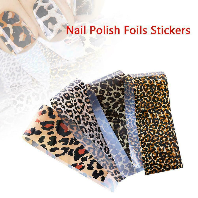 4pcs Leopard Print Nail Art Stickers Transfer Foil Decor Decals Accessories X6Z9