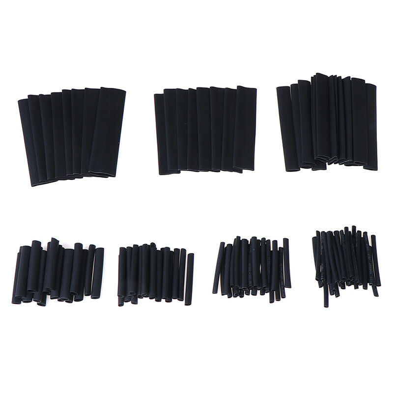 127pcs 7 Sizes 2:1 Electronic Heat Shrink Tubing Tube Sleeve Wrap Wire Black Cy