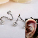 Stainless Steel Crystal Twist Ear Cartilage Helix Body Piercing Earring Stud H7