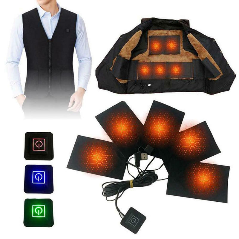 5pcs/Set USB Charging Clothes Heating Pad Carbon Fiber Heating Pad Electric Heat