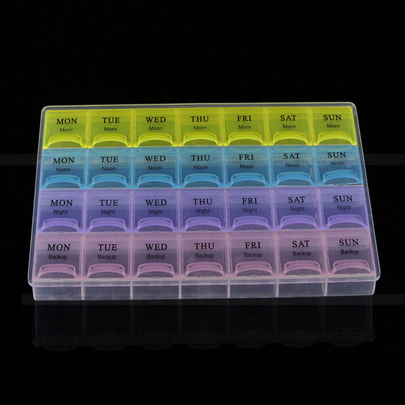 Weekly 28 Days Tablet Pill Box Holder Medicine Storage Organizer Case Contain FT