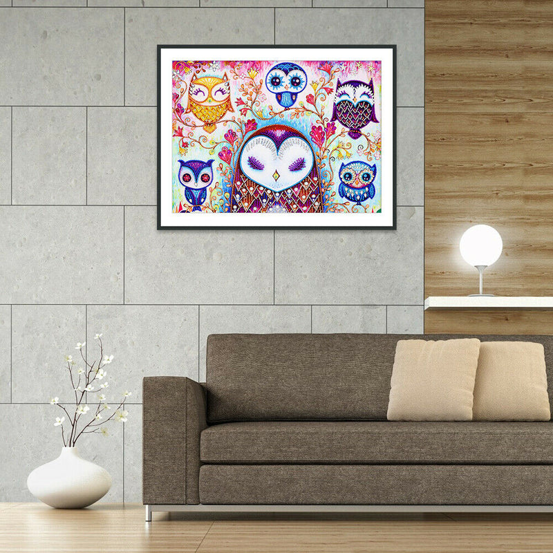 5D DIY Special Shaped Diamond Painting Owl Cross Stitch Mosaic Craft Kit