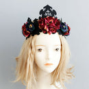 Red Rose Flower Hairbands Queen Crown Head wreath Gothic Headbands Woman Pa
