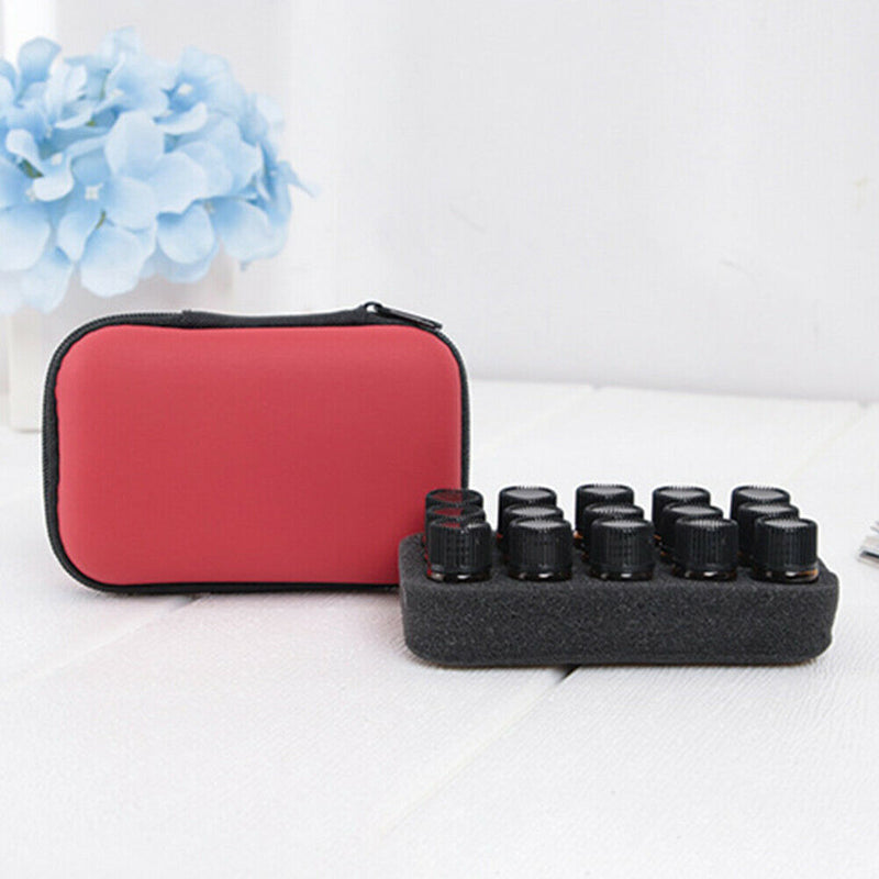 15 Slot Essential Oil Bottle Holder Rollers Storage Bag Organizer (Red) A