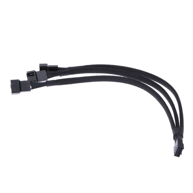 4 pin PWM Fan Cable 1 to 3 ways  Splitter Black Sleeved Extension Cable