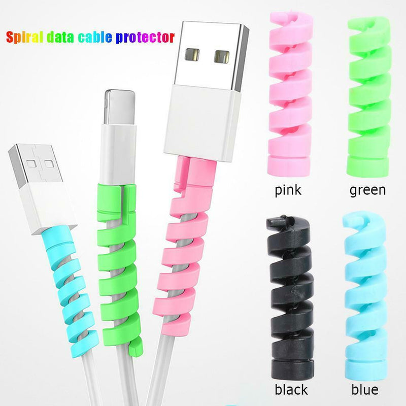4pcs Spiral USB Data Cable Protective Covers Silicone Charging Wire Cases