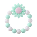 Flower Bracelet Rattle Elastic Silicone Beads Bangles Baby Teether (Green) A