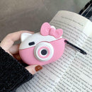 Pink Camera Pattern Earphone Case Soft Silicone Protective Cover for AirPods Pro