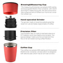 Portable Manual Coffee Grinder, Adjustable Single Cup Coffee Maker Ceramic