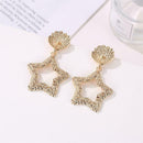 Fashion Shell Hollowed Stars Dangle Ear Stud Women Drop Earrings Jewelry