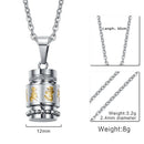 Buddhist Mantra Om Mani Padme Hum Stainless Urn Ash Bottle Memorial Necklace