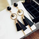 Leather Tassel Long Dangle Earrings For Women Fashion Jewelry Wood Exaggera