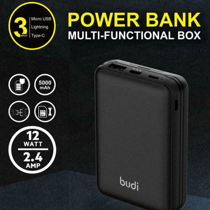 Budi 5000mAH Power Bank charger Universal Smart Adaptor Card Storage FREE SHIP