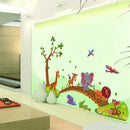 jungle wild animal tree bridge lion birds flowers wall stickers for room decorME