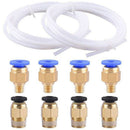 2 Pieces Ptfe Teflon Tube (2 Meters) + 4 Pieces Pc4-M6 Quick Fitting + 4 Pi