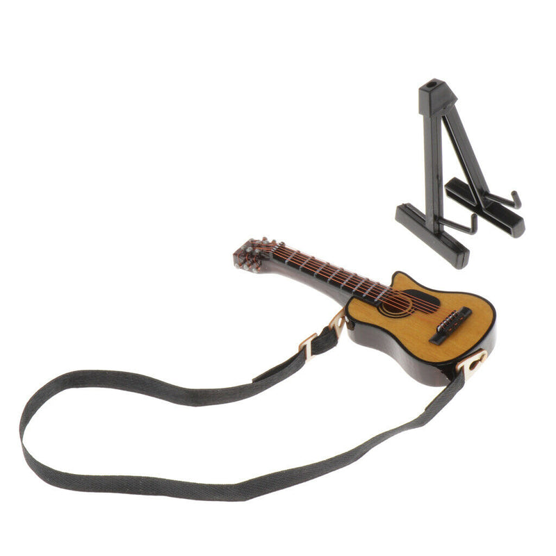 1/12 Miniatures Guitar (with Case and Stand) Musical Instruments Set