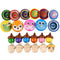 15x Wooden Spinning Top Montessori Intelligence Development Toys Multicolor