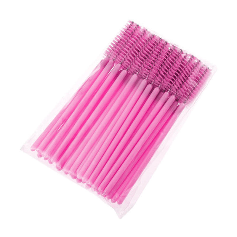 Fashion 100x Disposable Eyelash Brush Mascara Wands Spoolers Makeup Beauty Pink
