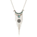 Retro Bohemian Gypsy Style Turquoise Tassel  Chain Choker Pendant Necklace AT3C
