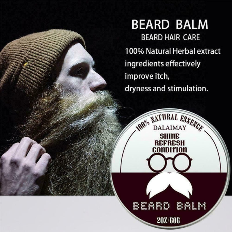 1PC Professional Natural Beard Growth Conditioner Balm 60g Wax Beard X4G7