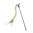Cat Teasing Stick Colorful Pompom Feather Wand Fun Pet Teaser Rod Toys (03)