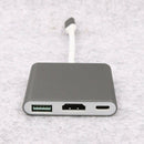 3 In 1 Hub USB C Type C to 4K HDMI USB 3.0 PD Adapter for Projector Gray