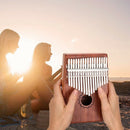 Kalimba Thumb Piano 17 Keys With Mahogany Wooden With Bag, Hammer And Music