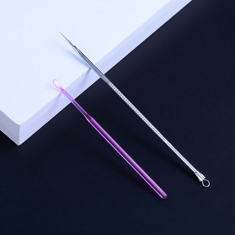 Stainless Steel Blackhead Acne Acne Extractor Remover Needle + Ear Spoon toolTCE