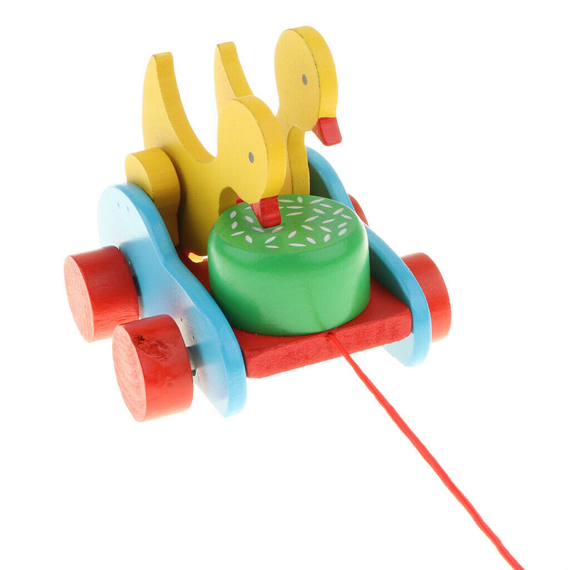 Wooden Pull String and Duck Pecking Rice & Walking Kids Toddler Developmental