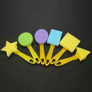 6pcs/set Geometric Sponge Brushes Seal Painting Brush Kid Graffiti Pigment