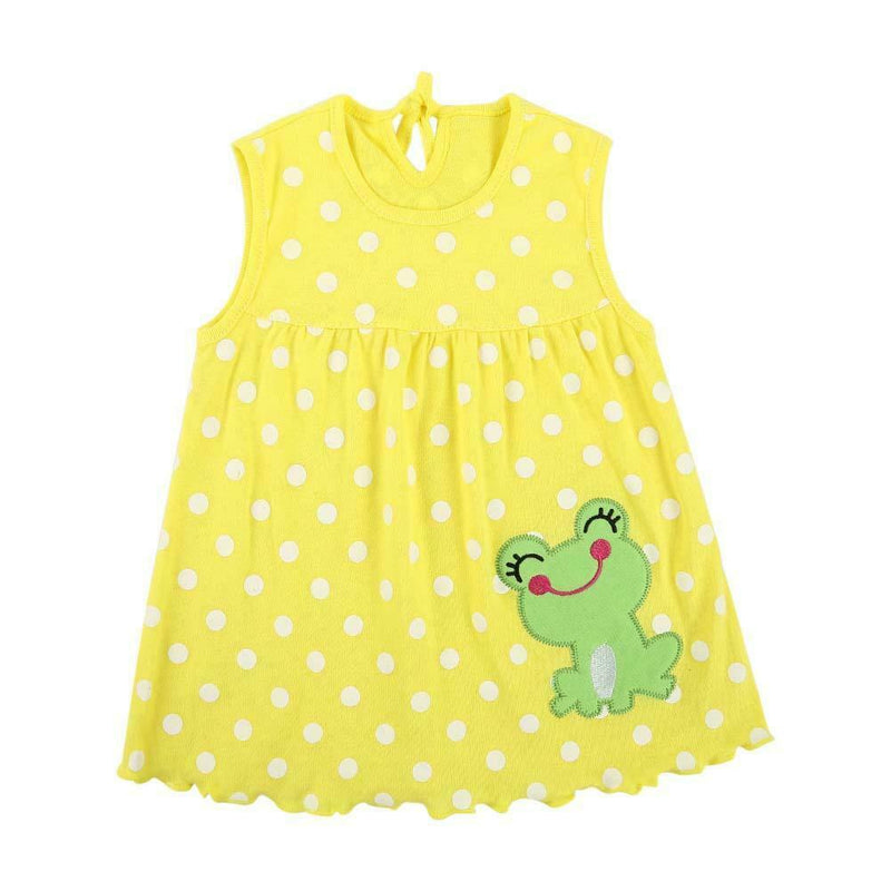 Kids Girl Print Embroidered Dress Summer O Neck Sleeveless Mini Dress (H A