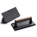 Cast Iron Grill Press Pre-Seasoned, Round Grilling Accessory, with Easy Grip