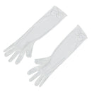 Pair Long White Satin Bow Tie Gloves for Children Weddings S C9F4