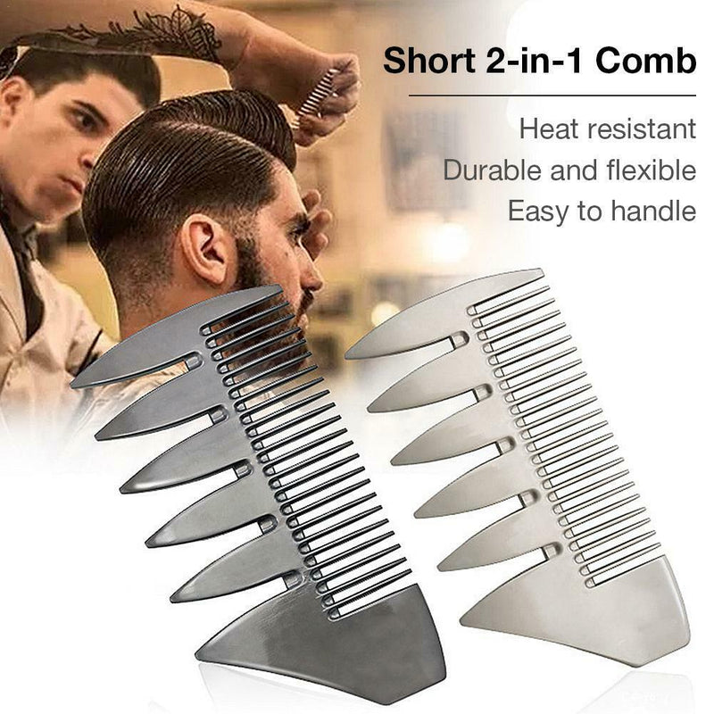 Mens Retro Double-sided Wide Tooth Metal Beard Comb Hair Comb Styling Tool