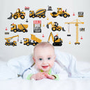 construction vehicles wall stickers decals backhoe excavator bulldozer truck   Z