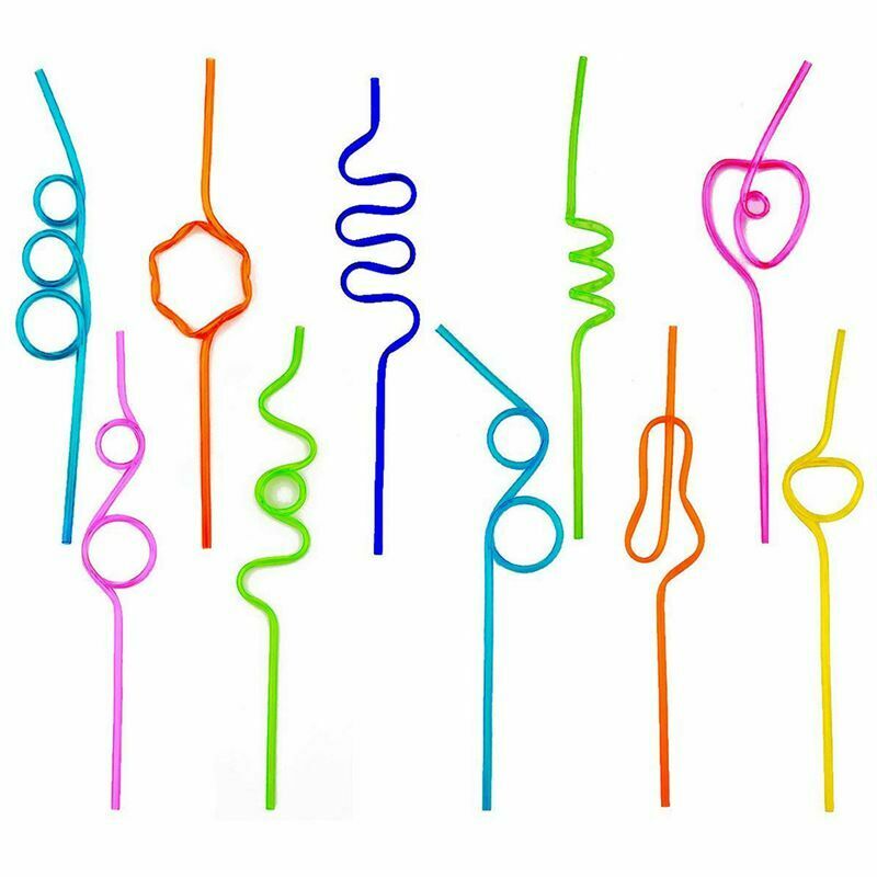Crazy Loop Straws, (Pack of 50) Crazy Silly Colorful Reusable Drinking Stra D4S5