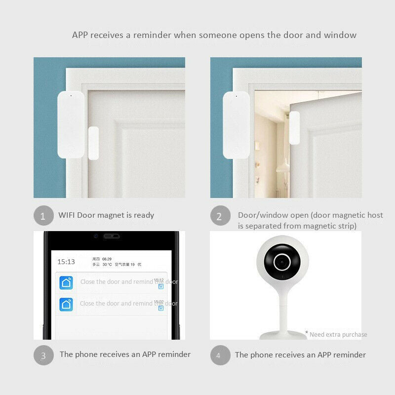 Smart Home Security Wireless Door Alarm WiFi Window Door Sensor Detector Vi C2P7