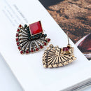 Handmade Crystal Beads Geometric Fan Shaped Dangle Earrings Bohemia Ethnic