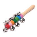 Rainbow Rattle Jingle Handbell Bell Colorful Wooden Bell Orff Instruments Bab BX