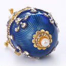 Blue Enamel Faberge Easter Egg Jewelry Box Wedding Ring Storage Container
