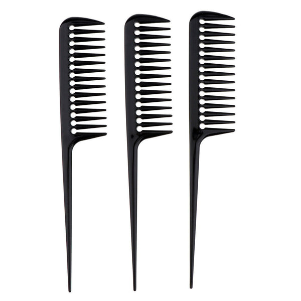 3Pcs Barber Plastic Hair Teasing Comb Lifting Back Combing Brush Rat Tail