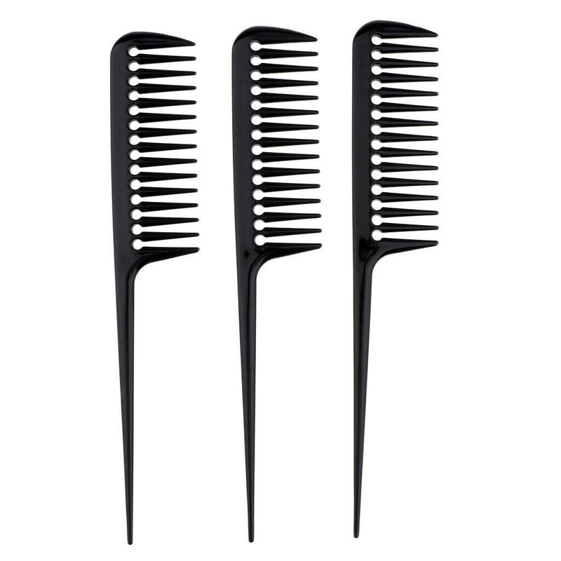 3Pcs Barber Plastic Hair Teasing Comb Lifting Back Combing Brush Rat Tail