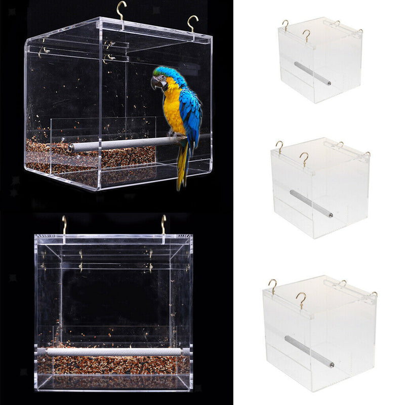 2Pcs Pet Bird Feeder Food Water Feeding Box Parrot Dispenser Cage Perch