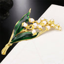 Enamel White Floral Leaf Brooch Pin Bouquet  Shirt Collar Pin Women Jewelry BX