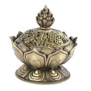 Lotus Incense Smoke Cone Aroma Burner Holder Stove Backflow Censer Decor-Br