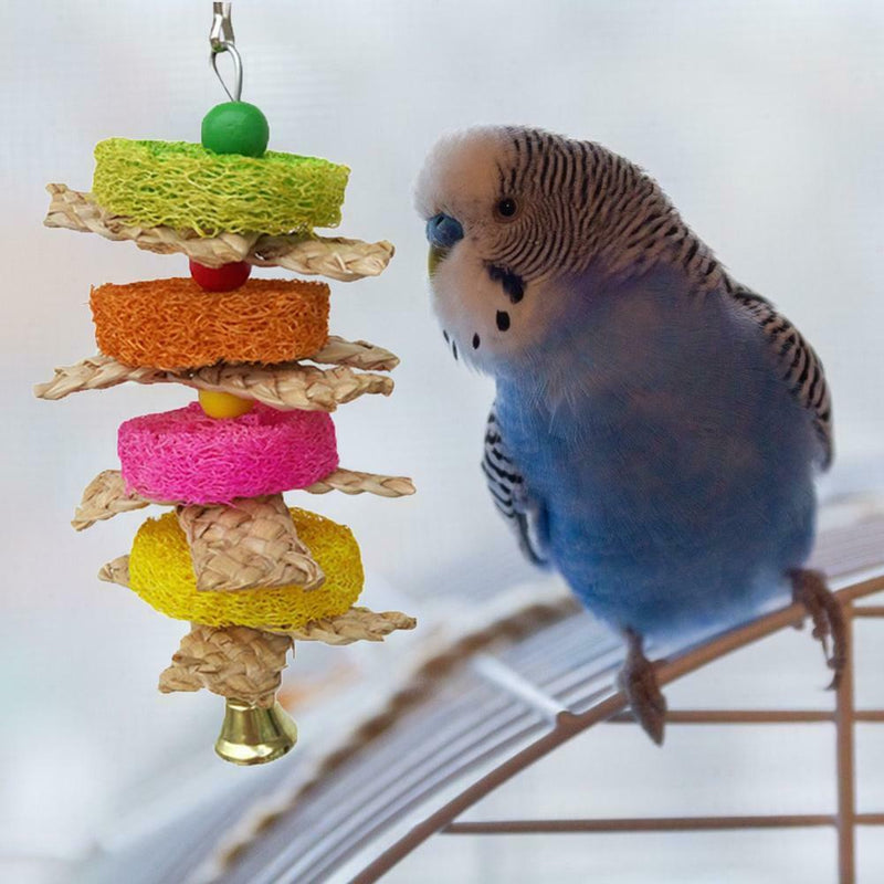 Parrot Bird Pet Hanging Swing Bird Corn Husk Chewing Bite Scratch Toys