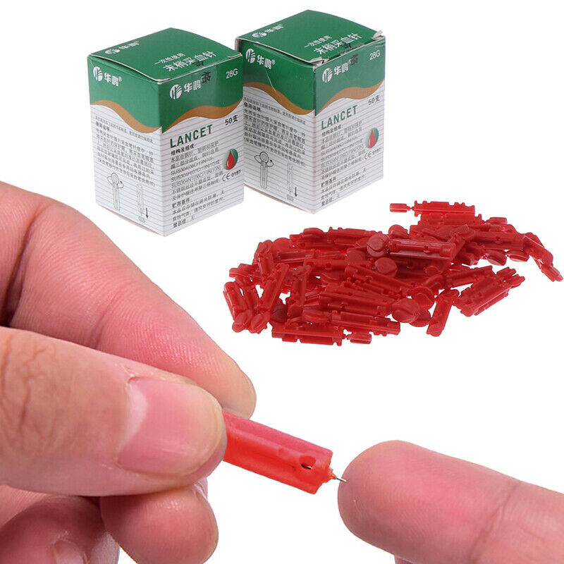 100 Sterile 28G Lancets Single Use Blood Test Testing Kits Glucose Cholester Hn