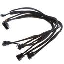 40cm 4 pin Y Splitter Computer Fan Power Cable 1 to 5 Black Sleeved MagiDeal