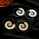 Fashion Minimalist Spiral Leaves with Green Turquoise Hoop Earrings Persona Q6W3